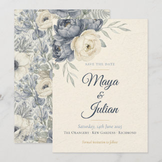 Elegante tarjeta de aviso de boda floral francesa