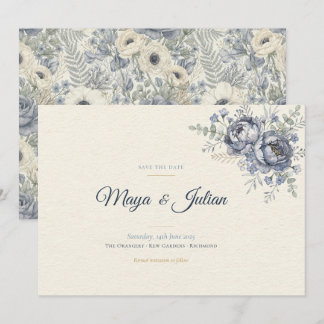Elegante tarjeta de aviso de boda floral francesa