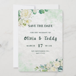 Elegante tarjeta de aviso de boda moderna y orgáni