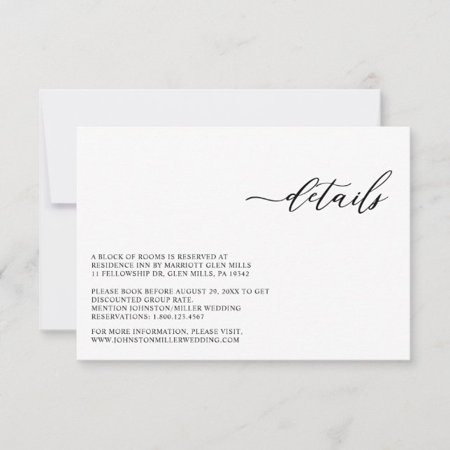 Elegante tarjeta de Boda blanco moderna (Anverso)