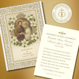 Elegante tarjeta de Boda católica dorada
