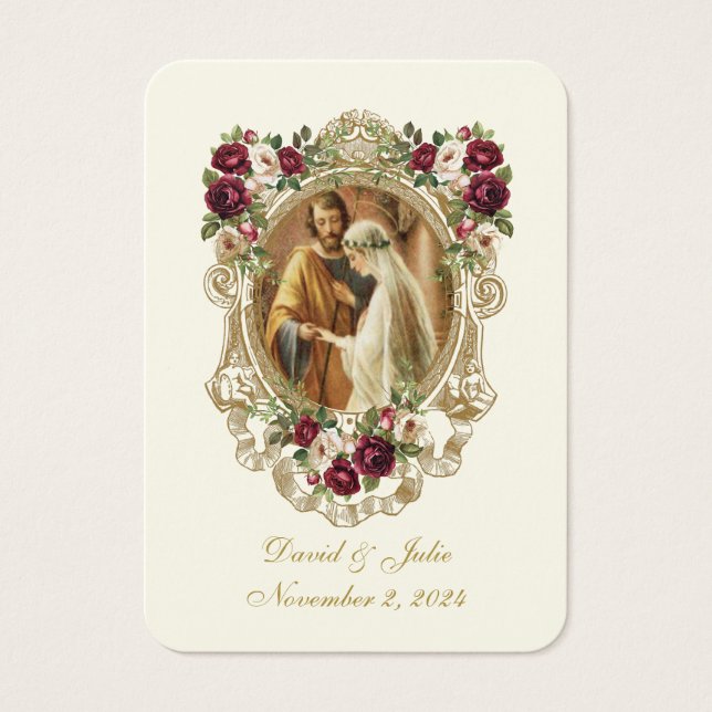 Elegante tarjeta de Boda católica floral (Frente)