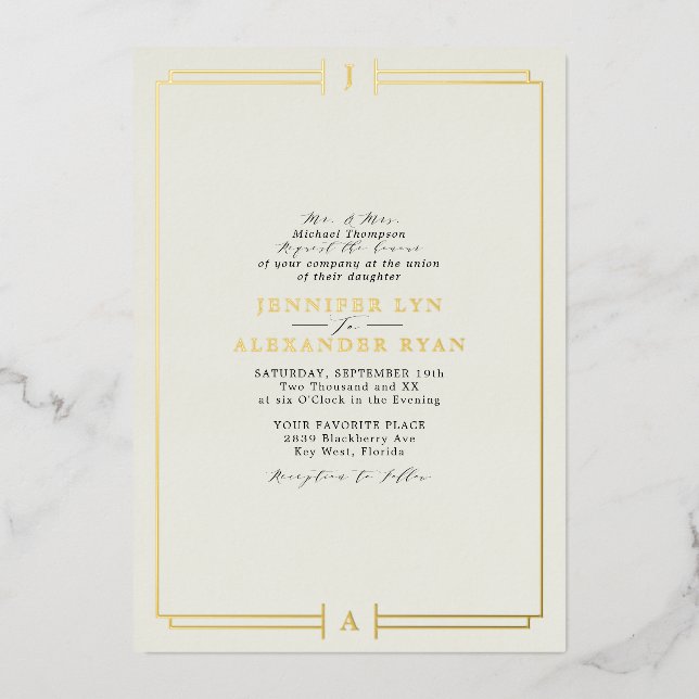 Elegante Tarjeta de Boda con Código QR de RSVP con (Anverso)
