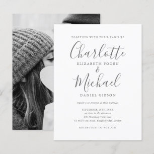Elegante Tarjeta de Boda con Foto y Firma