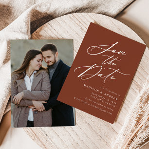 Elegante Tarjeta de Boda con Fotografía en Terraco