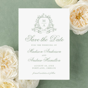 Elegante Tarjeta de Boda con Monograma de Cresta F
