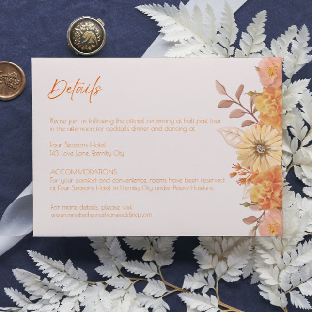 Elegante Tarjeta de Boda de Apricot para Flores Si (Subido por el creador)
