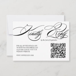 Elegante tarjeta de Boda de caligrafía QR Código R