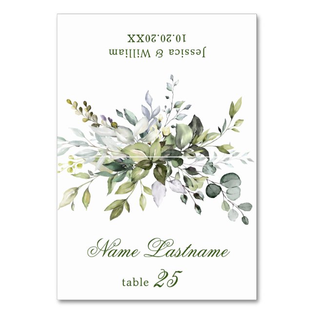 Elegante tarjeta de Boda de eucalipto azul turbio (Anverso)