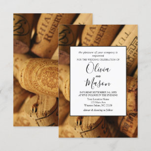 Elegante tarjeta de Boda de viña y corcho de vino