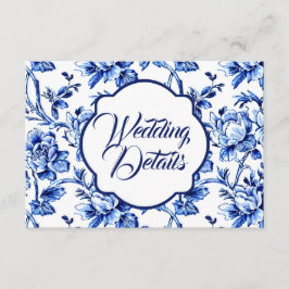 Elegante tarjeta de Boda floral azul y blanca