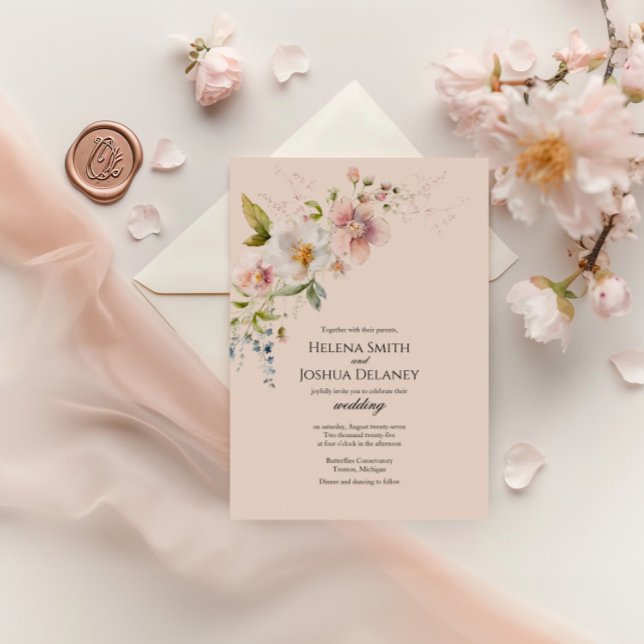 Elegante tarjeta de Boda floral de primavera paste (Subido por el creador)