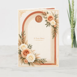 Elegante Tarjeta de Boda Floral de Terracota Una H