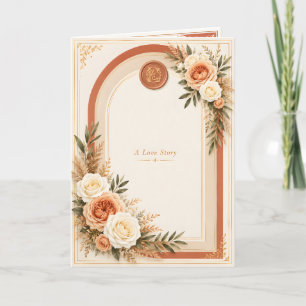 Elegante Tarjeta de Boda Floral de Terracota Una H
