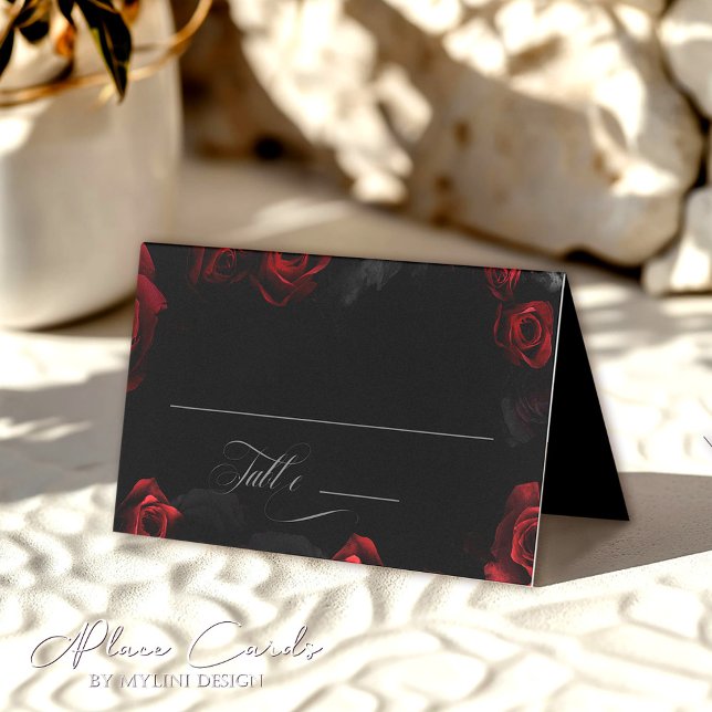 Elegante tarjeta de Boda floral roja negra (Subido por el creador)