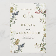 Elegante tarjeta de boda floral Save the Date | Ac