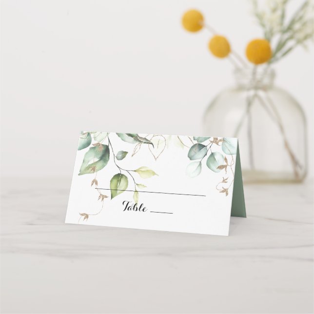 Elegante tarjeta de Boda Gold Greenery (Anverso)