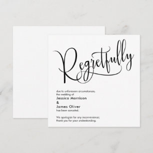 Elegante Tarjeta de Boda "Lamentablemente" Cancela