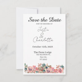 Elegante tarjeta de boda para guardar la fecha
