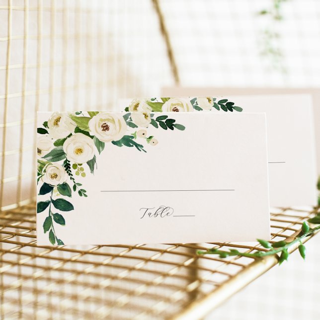 Elegante tarjeta de Boda plana floral blanca (Subido por el creador)