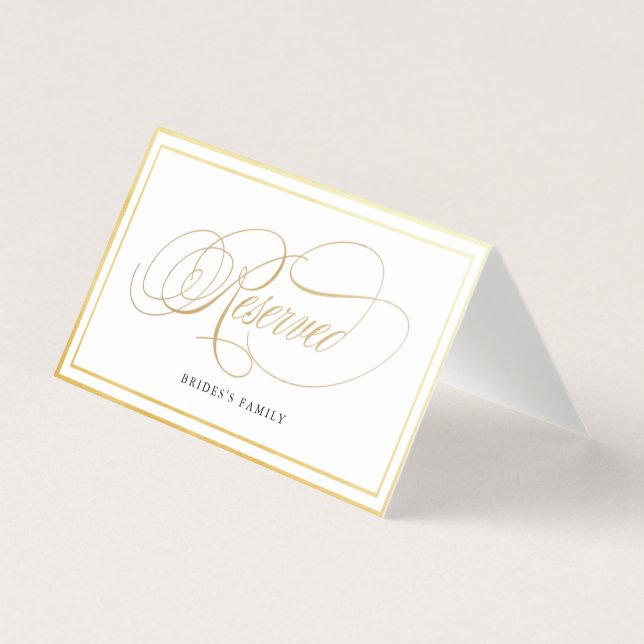 Elegante tarjeta de Boda reservada de oro para cal (Anverso)