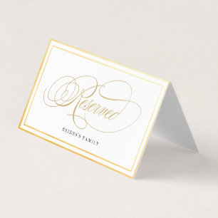 Elegante tarjeta de Boda reservada de oro para cal