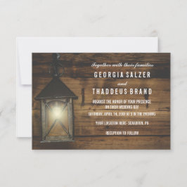 Elegante tarjeta de Boda Rústica Linterna