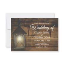 Elegante tarjeta de Boda Rústica Linterna