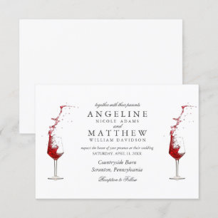 Elegante Tarjeta de Boda Rústica Vineyard & Wine G
