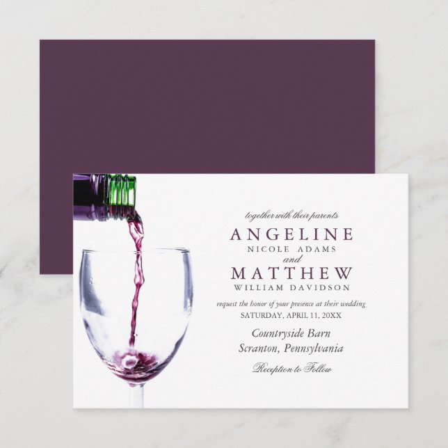 Elegante tarjeta de Boda Rústico Vineyard & Wine G (Anverso / Reverso)