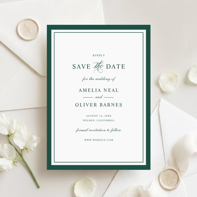 Elegante tarjeta de boda 'Save the Date' con marco (Subido por el creador)