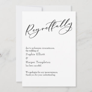 Elegante Tarjeta de Boda Simple "Lamentablemente"