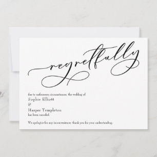 Elegante Tarjeta de Boda Simple "Lamentablemente"