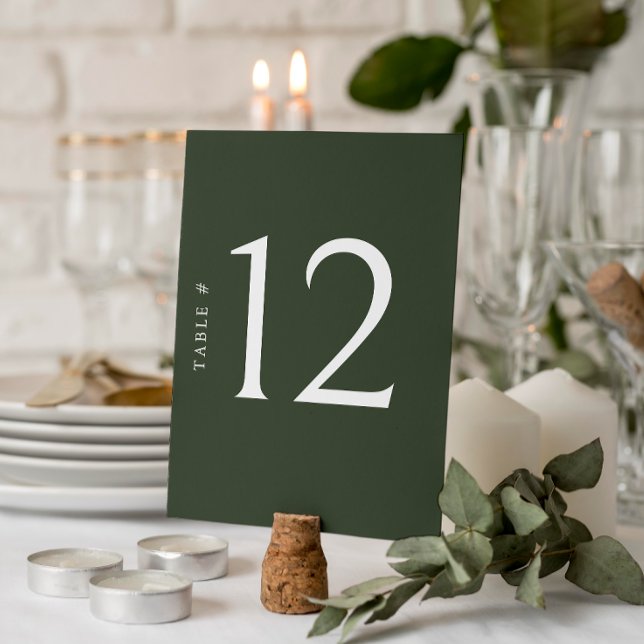 Elegante tarjeta de Boda verde oliva (Add a touch of charm to your special day with our exquisite wedding table number cards.)