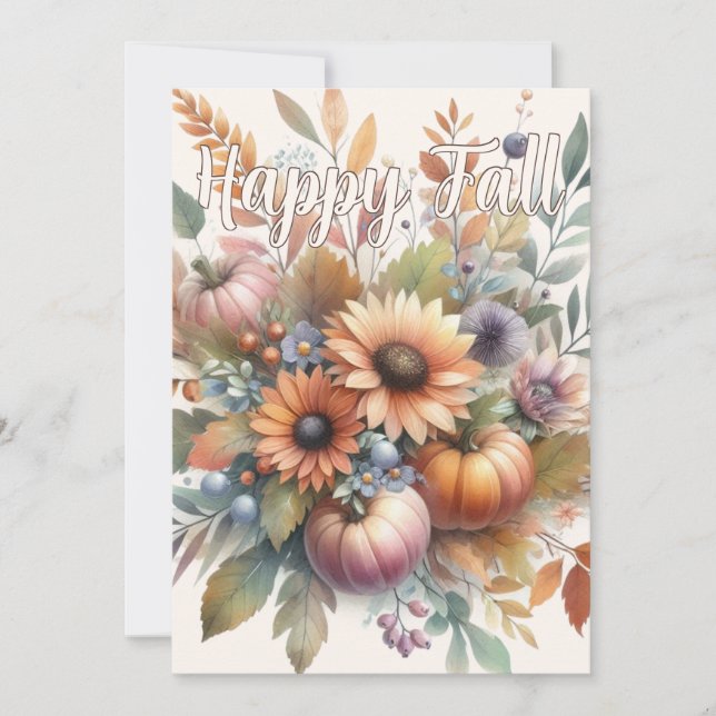 Elegante tarjeta de Bouquet Happy Fall Pumpkin Flo (Anverso)