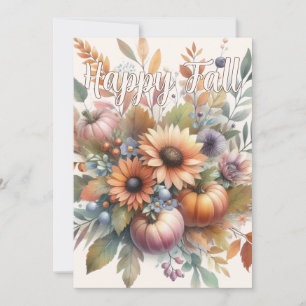 Elegante tarjeta de Bouquet Happy Fall Pumpkin Flo