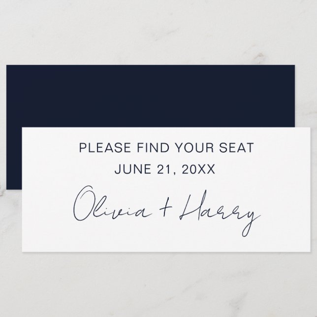 Elegante tarjeta de cabecera de mesa Boda moderna (Anverso / Reverso)