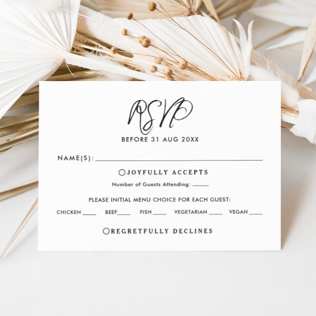 Elegante tarjeta de caligrafía de Moda Boda RSVP (Subido por el creador)