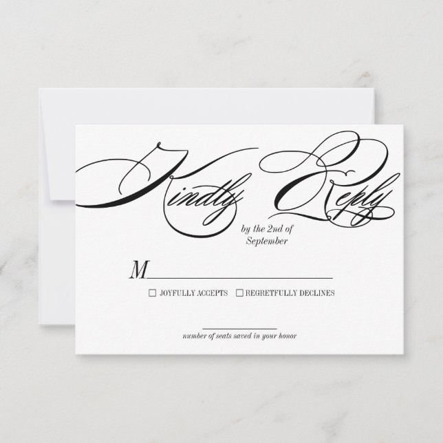 Elegante tarjeta de caligrafía Wedding RSVP (Anverso)
