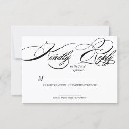 Elegante tarjeta de caligrafía Wedding RSVP