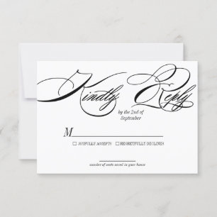 Elegante tarjeta de caligrafía Wedding RSVP