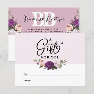 Elegante tarjeta de certificado de regalo floral D