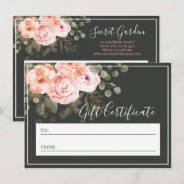Elegante tarjeta de certificado de regalo floral r