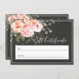 Elegante tarjeta de certificado de regalo floral r
