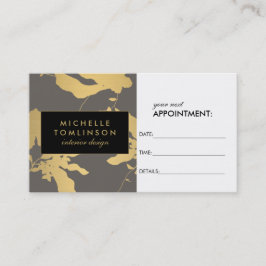 Elegante tarjeta de cita con motivos florales dora