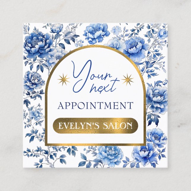 Elegante tarjeta de cita de flores azules chinoise (Anverso)