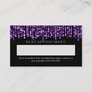 Elegante tarjeta de cita Luces de cadena púrpura
