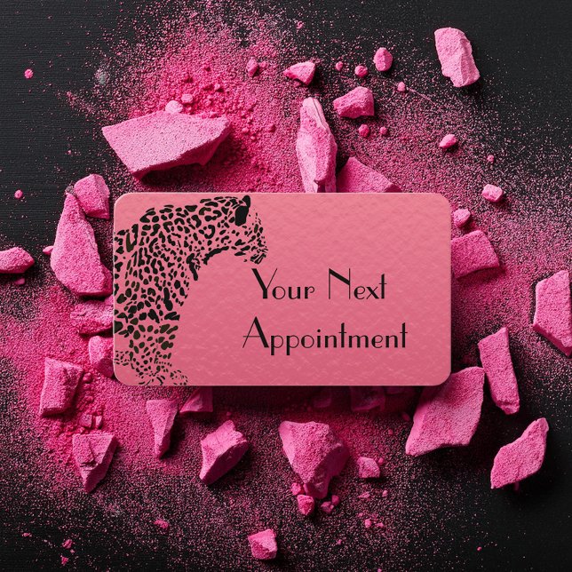 Elegante tarjeta de cita rosa y jaguar negro (Statement business cards for big cat lovers.)