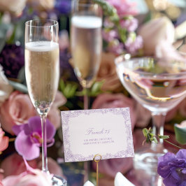 Elegante tarjeta de cóctel romántico púrpura vinta