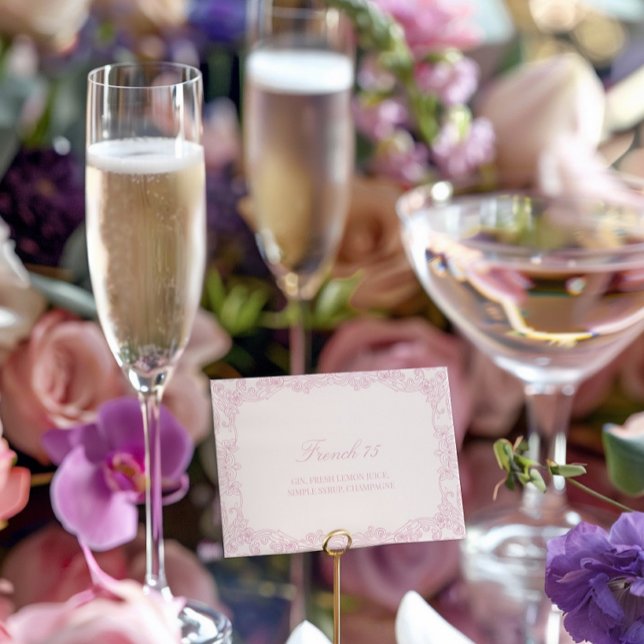 Elegante tarjeta de cóctel romántico rosa vintage (Elegant Vintage Romantic Pink Cocktail Card)